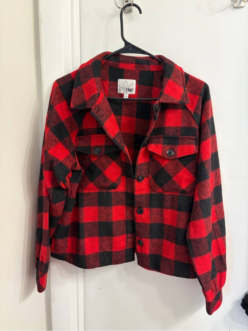YMI Red & Black Buffalo Plaid Shacket